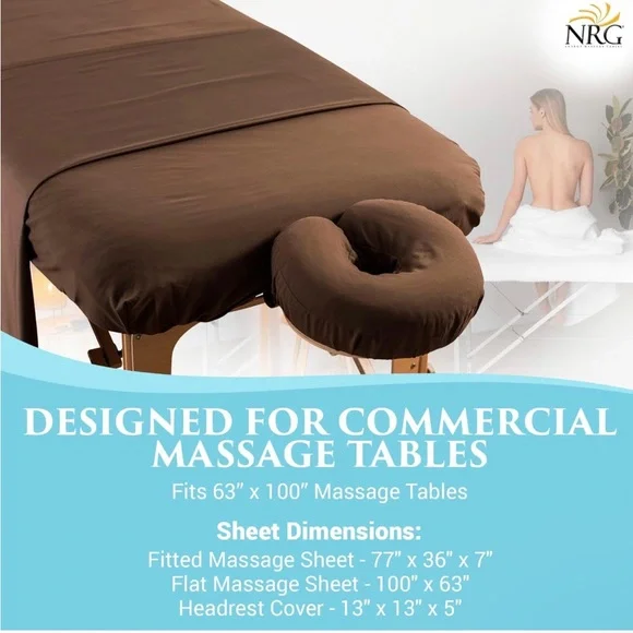 NRG Flannel Cotton Fitted Massage Sheets for Professional Use Brown Chocolate - Picture 5 of 5